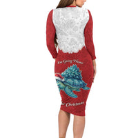 Western Yoke Family Matching Long Sleeve Bodycon Dress and Hawaiian Shirt Turtle Going Home For Christmas - Wonder Print Shop