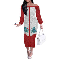 Western Yoke Family Matching Off The Shoulder Long Sleeve Dress and Hawaiian Shirt Turtle Going Home For Christmas - Wonder Print Shop