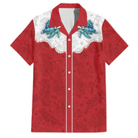 Western Yoke Family Matching Off Shoulder Maxi Dress and Hawaiian Shirt Turtle Going Home For Christmas - Wonder Print Shop