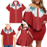 Western Yoke Family Matching Off Shoulder Short Dress and Hawaiian Shirt Turtle Going Home For Christmas - Wonder Print Shop