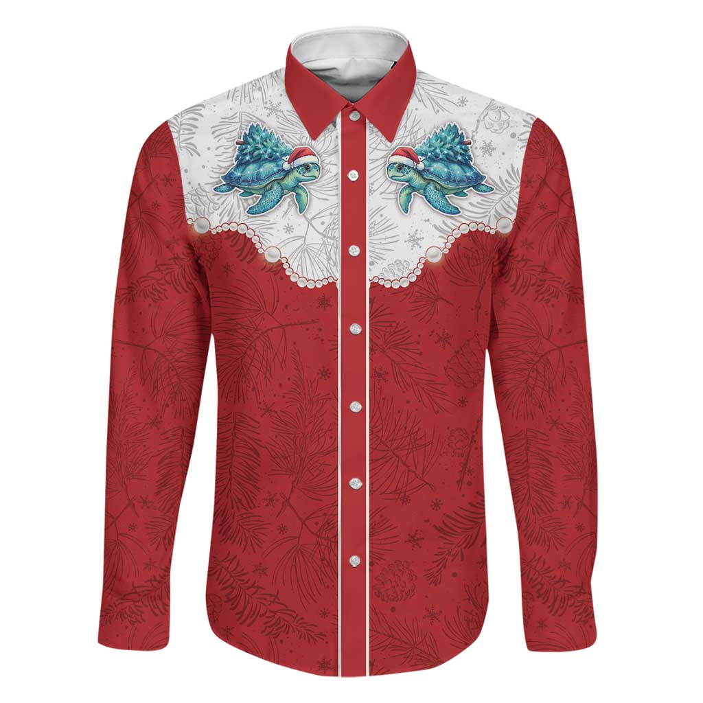 Western Yoke Family Matching Off Shoulder Short Dress and Hawaiian Shirt Turtle Going Home For Christmas - Wonder Print Shop