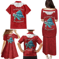 Western Yoke Family Matching Puletasi and Hawaiian Shirt Turtle Going Home For Christmas - Wonder Print Shop