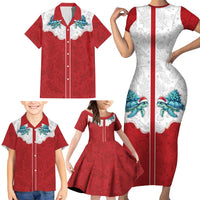 Western Yoke Family Matching Short Sleeve Bodycon Dress and Hawaiian Shirt Turtle Going Home For Christmas - Wonder Print Shop