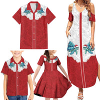 Western Yoke Family Matching Summer Maxi Dress and Hawaiian Shirt Turtle Going Home For Christmas - Wonder Print Shop