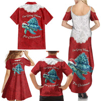 Western Yoke Family Matching Summer Maxi Dress and Hawaiian Shirt Turtle Going Home For Christmas - Wonder Print Shop