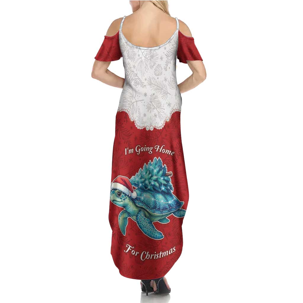 Western Yoke Family Matching Summer Maxi Dress and Hawaiian Shirt Turtle Going Home For Christmas - Wonder Print Shop