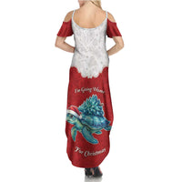 Western Yoke Family Matching Summer Maxi Dress and Hawaiian Shirt Turtle Going Home For Christmas - Wonder Print Shop