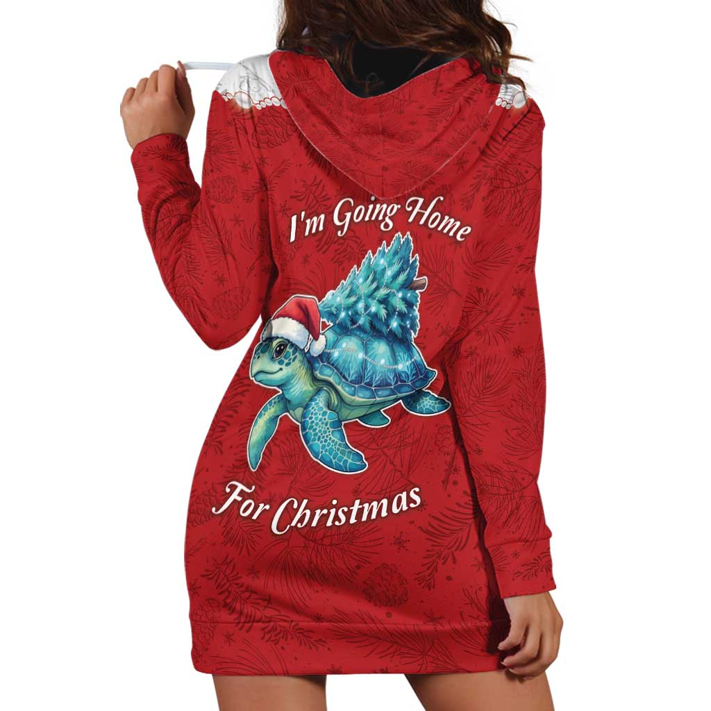 Western Yoke Hoodie Dress Turtle Going Home For Christmas - Wonder Print Shop
