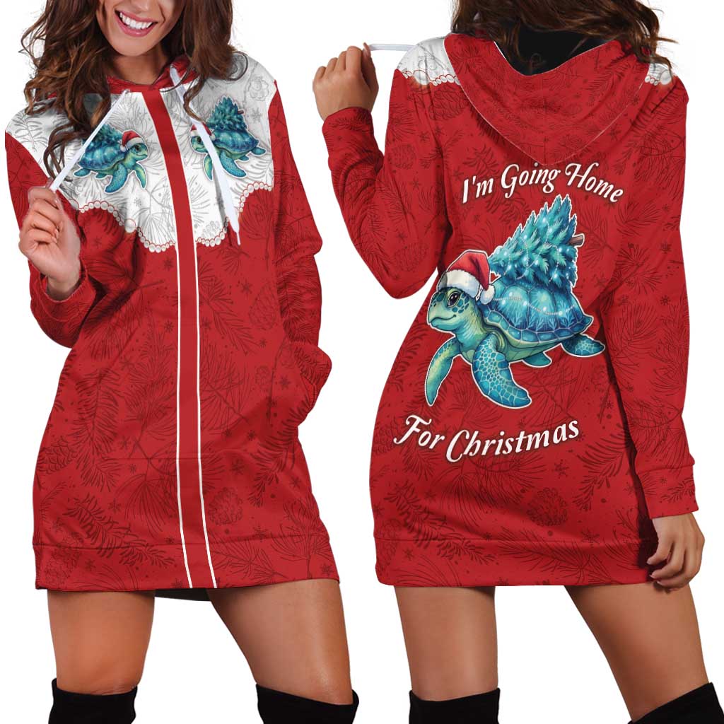 Western Yoke Hoodie Dress Turtle Going Home For Christmas - Wonder Print Shop