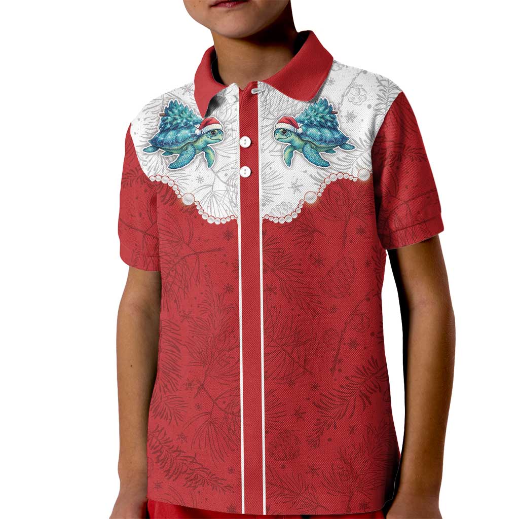 Western Yoke Kid Polo Shirt Turtle Going Home For Christmas - Wonder Print Shop