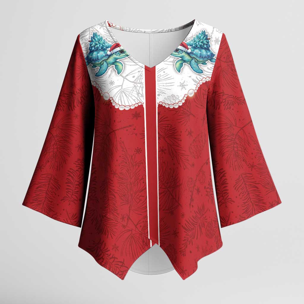 Western Yoke Kimono Sleeve Blouse Turtle Going Home For Christmas - Wonder Print Shop