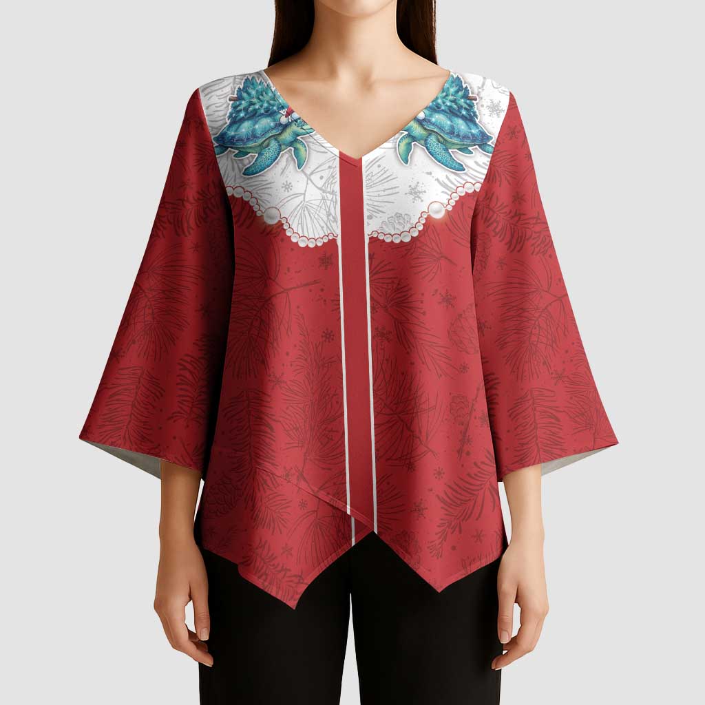Western Yoke Kimono Sleeve Blouse Turtle Going Home For Christmas - Wonder Print Shop