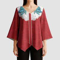 Western Yoke Kimono Sleeve Blouse Turtle Going Home For Christmas - Wonder Print Shop