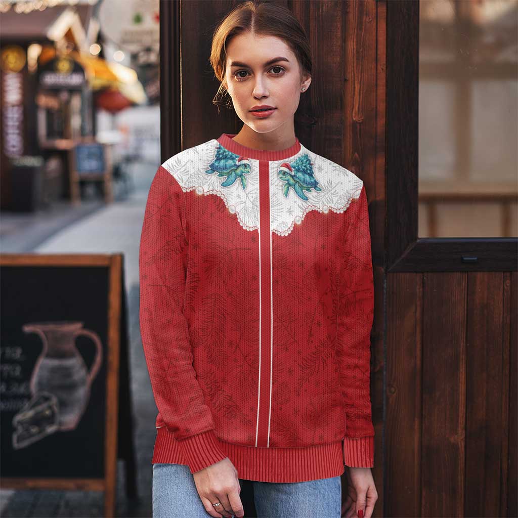 Western Yoke Ugly Christmas Sweater Turtle Going Home For Christmas - Wonder Print Shop