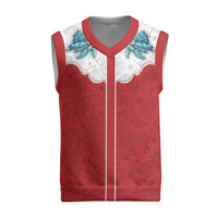 Western Yoke Christmas Knitted V-Neck Vest Turtle Going Home For Christmas - Wonder Print Shop