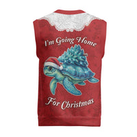 Western Yoke Christmas Knitted V-Neck Vest Turtle Going Home For Christmas - Wonder Print Shop