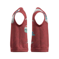 Western Yoke Christmas Knitted V-Neck Vest Turtle Going Home For Christmas - Wonder Print Shop
