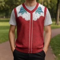 Western Yoke Christmas Knitted V-Neck Vest Turtle Going Home For Christmas - Wonder Print Shop