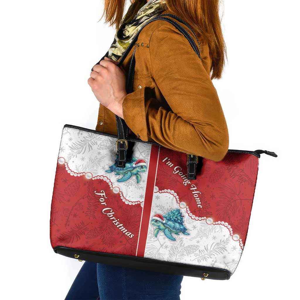 Western Yoke Leather Tote Bag Turtle Going Home For Christmas - Wonder Print Shop
