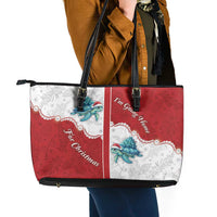 Western Yoke Leather Tote Bag Turtle Going Home For Christmas - Wonder Print Shop