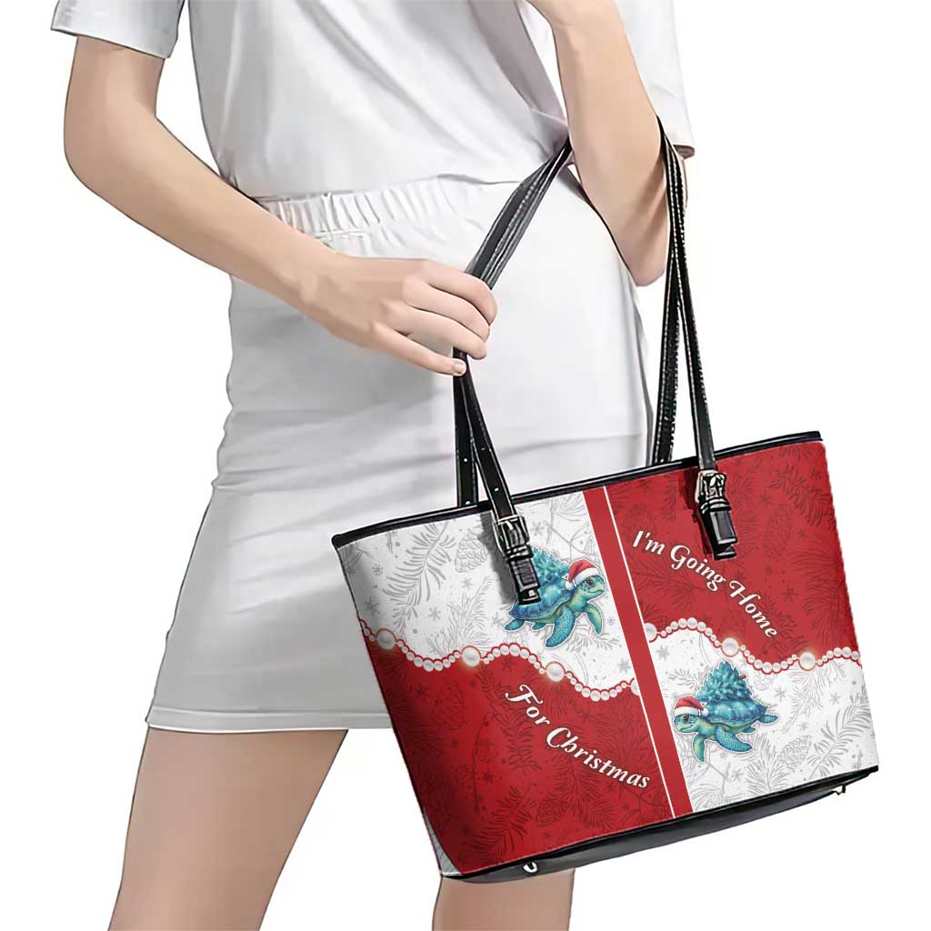 Western Yoke Leather Tote Bag Turtle Going Home For Christmas - Wonder Print Shop