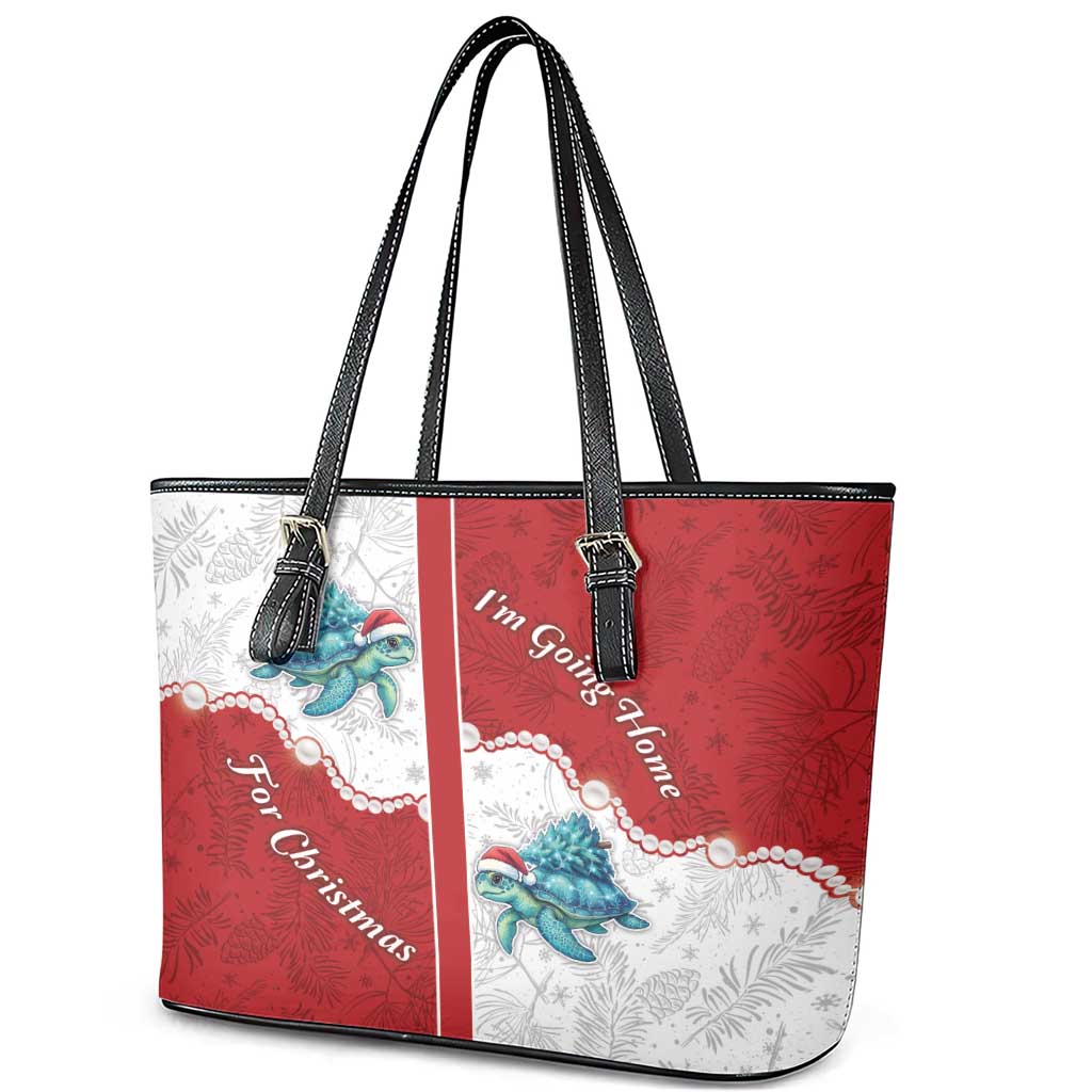 Western Yoke Leather Tote Bag Turtle Going Home For Christmas - Wonder Print Shop