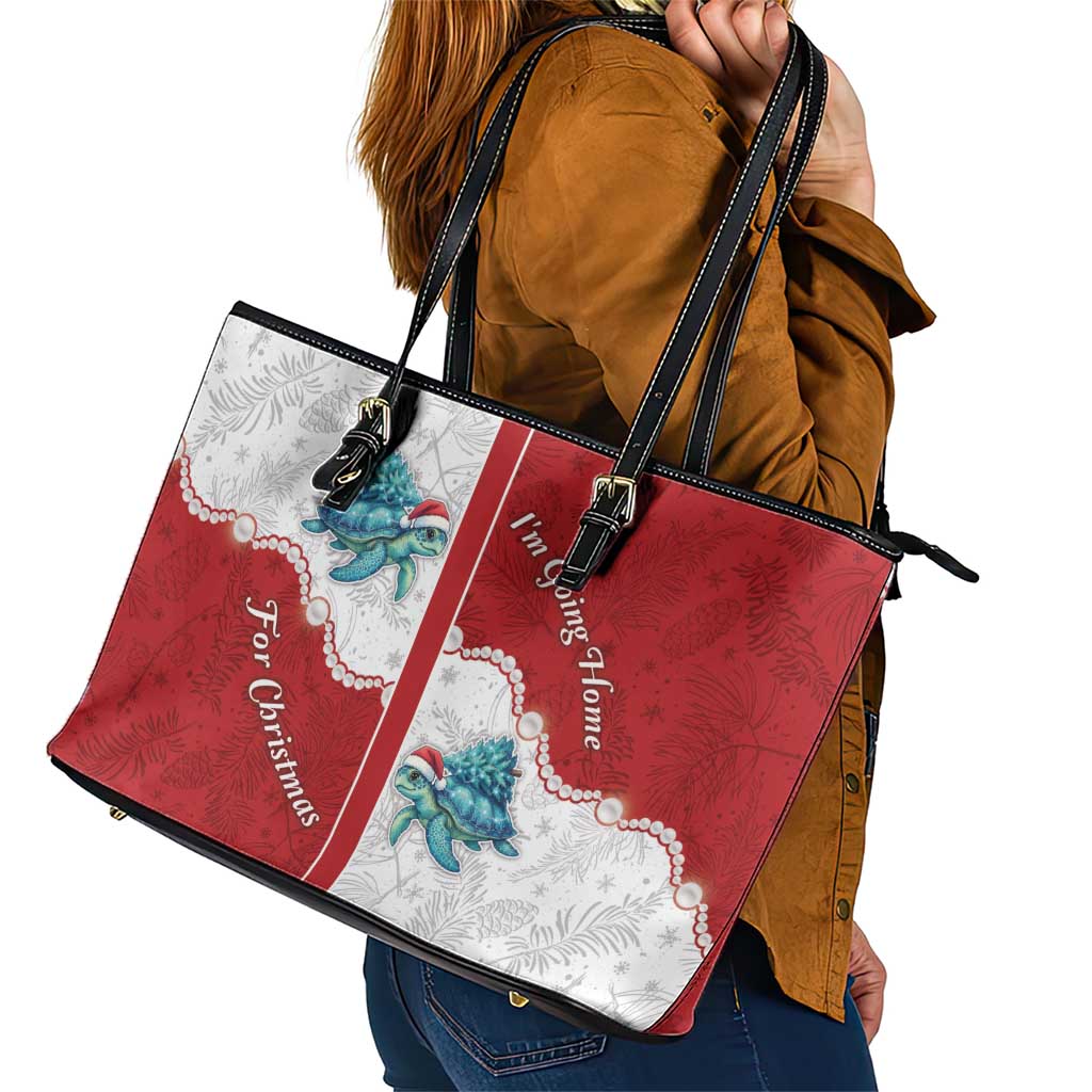 Western Yoke Leather Tote Bag Turtle Going Home For Christmas - Wonder Print Shop