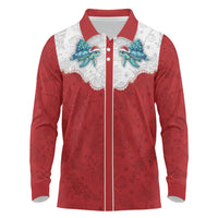 Western Yoke Long Sleeve Polo Shirt Turtle Going Home For Christmas - Wonder Print Shop