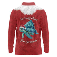 Western Yoke Long Sleeve Polo Shirt Turtle Going Home For Christmas - Wonder Print Shop