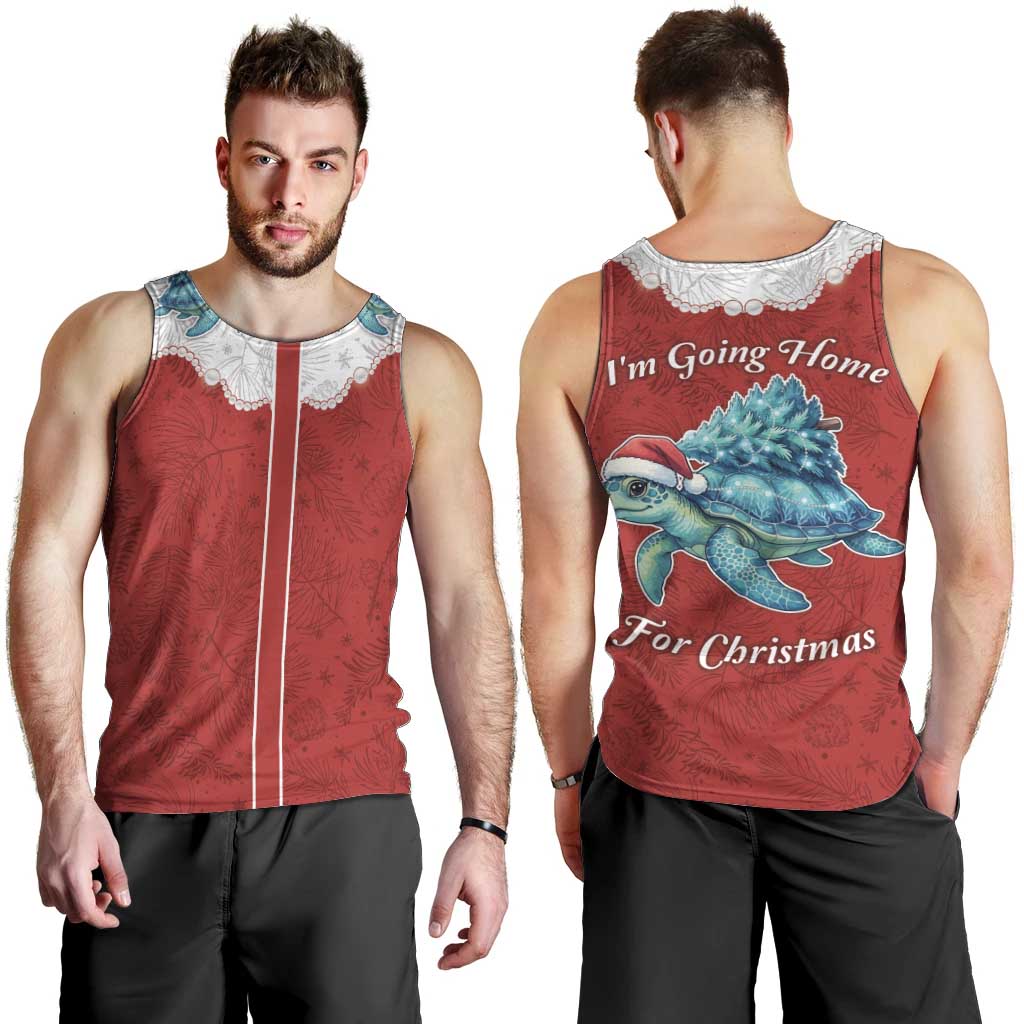 Western Yoke Men Tank Top Turtle Going Home For Christmas - Wonder Print Shop