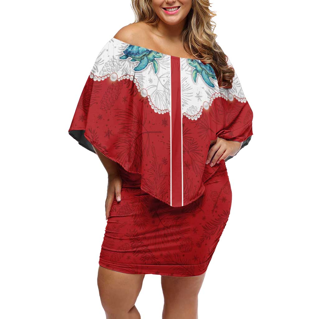 Western Yoke Off Shoulder Short Dress Turtle Going Home For Christmas - Wonder Print Shop