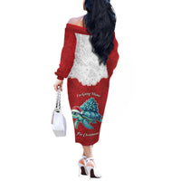 Western Yoke Off The Shoulder Long Sleeve Dress Turtle Going Home For Christmas - Wonder Print Shop
