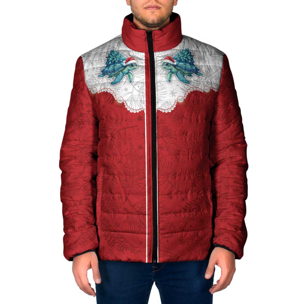 Western Yoke Padded Jacket Turtle Going Home For Christmas - Wonder Print Shop