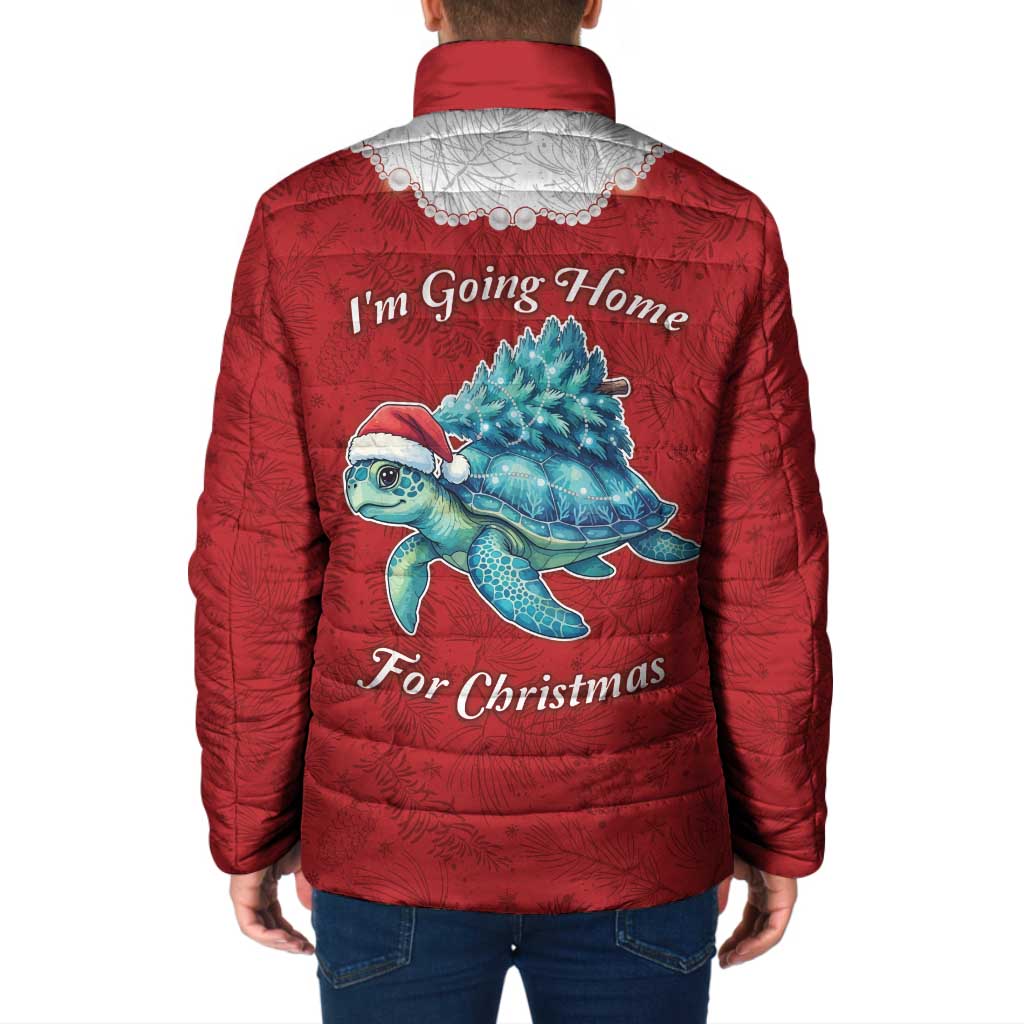 Western Yoke Padded Jacket Turtle Going Home For Christmas - Wonder Print Shop