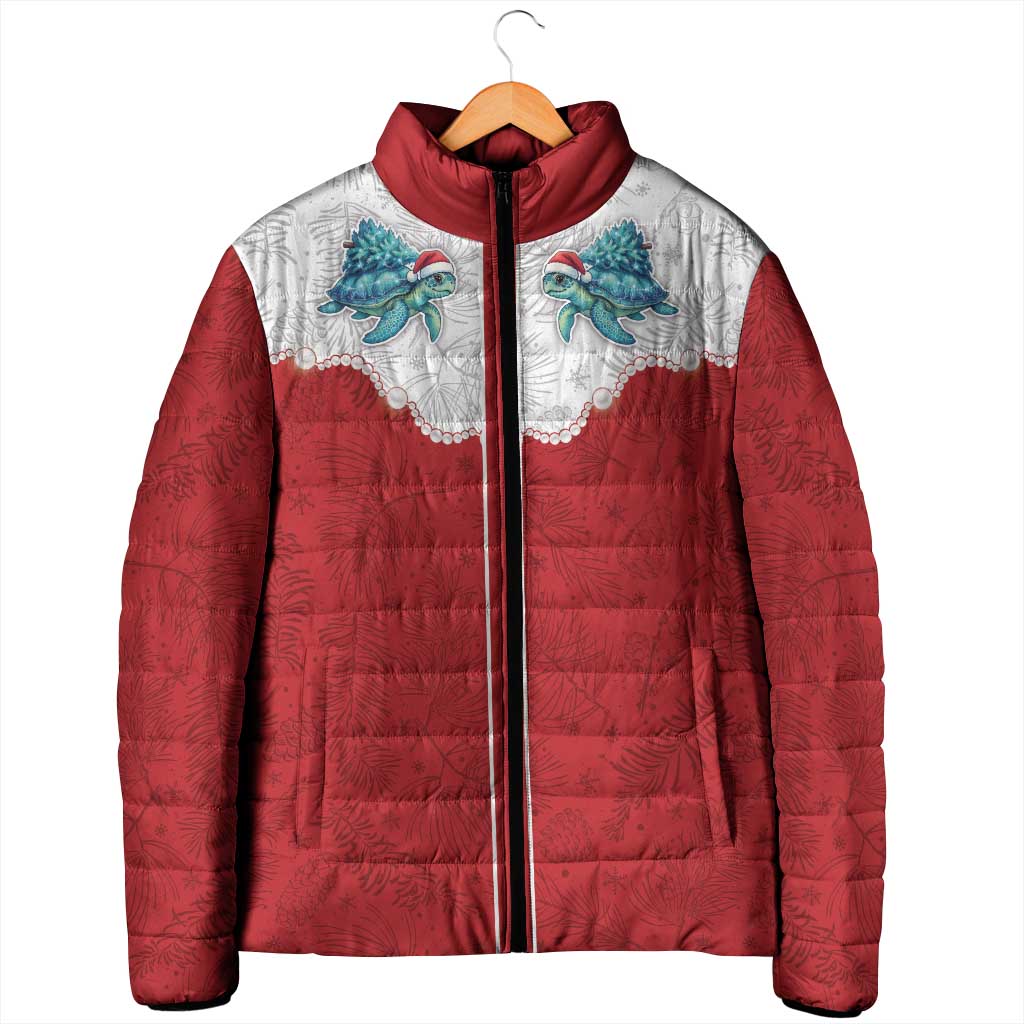 Western Yoke Padded Jacket Turtle Going Home For Christmas - Wonder Print Shop