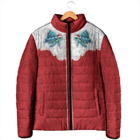 Western Yoke Padded Jacket Turtle Going Home For Christmas - Wonder Print Shop
