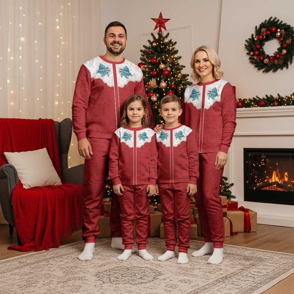 Western Yoke Christmas Pajama Set Turtle Going Home For Christmas - Wonder Print Shop