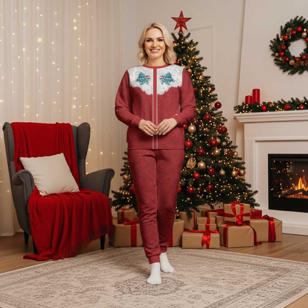 Western Yoke Christmas Pajama Set Turtle Going Home For Christmas - Wonder Print Shop