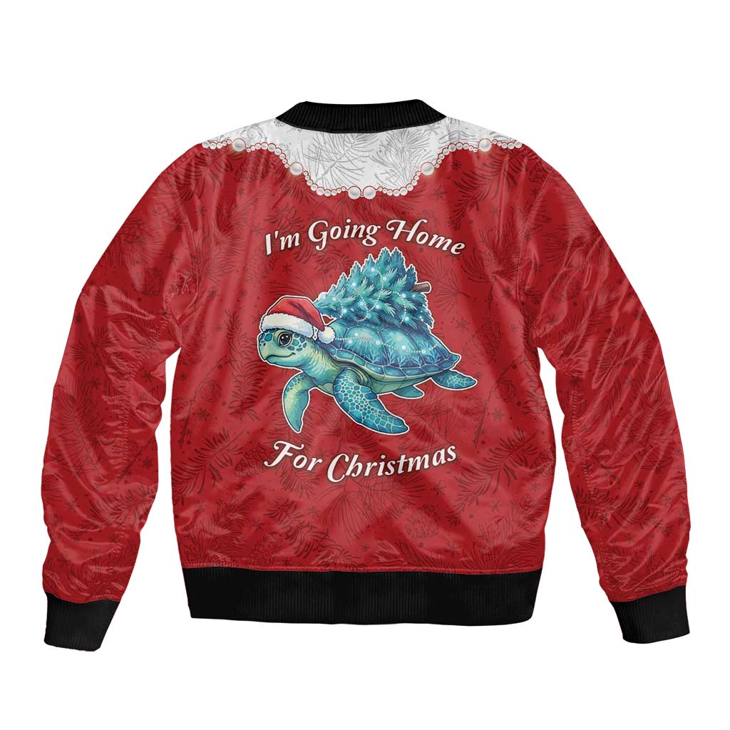 Western Yoke Sleeve Zip Bomber Jacket Turtle Going Home For Christmas - Wonder Print Shop