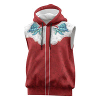 Western Yoke Sleeveless Hoodie Turtle Going Home For Christmas - Wonder Print Shop
