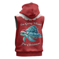 Western Yoke Sleeveless Hoodie Turtle Going Home For Christmas - Wonder Print Shop