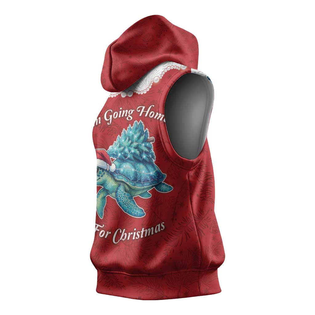 Western Yoke Sleeveless Hoodie Turtle Going Home For Christmas - Wonder Print Shop
