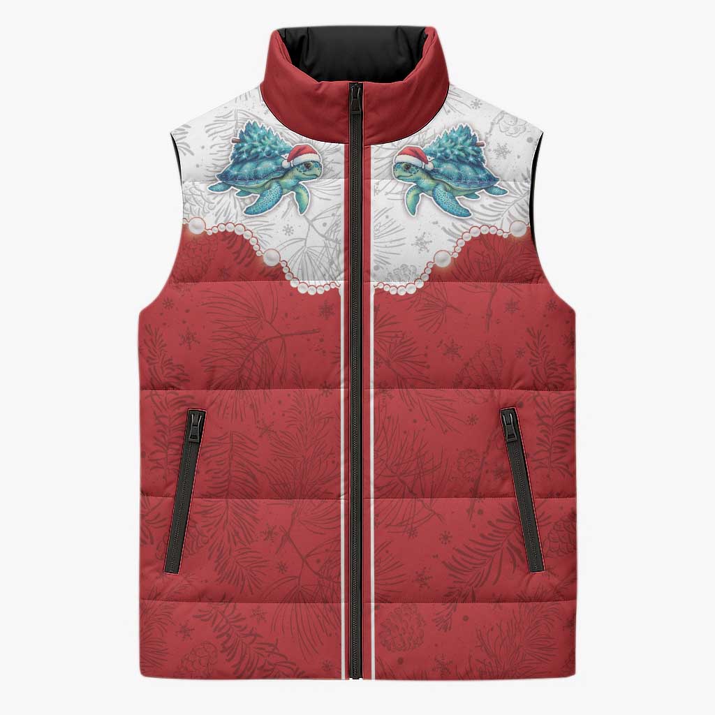 Western Yoke Sleeveless Puffer Jacket Turtle Going Home For Christmas - Wonder Print Shop