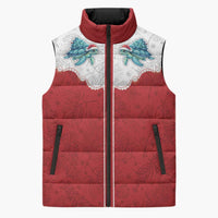 Western Yoke Sleeveless Puffer Jacket Turtle Going Home For Christmas - Wonder Print Shop