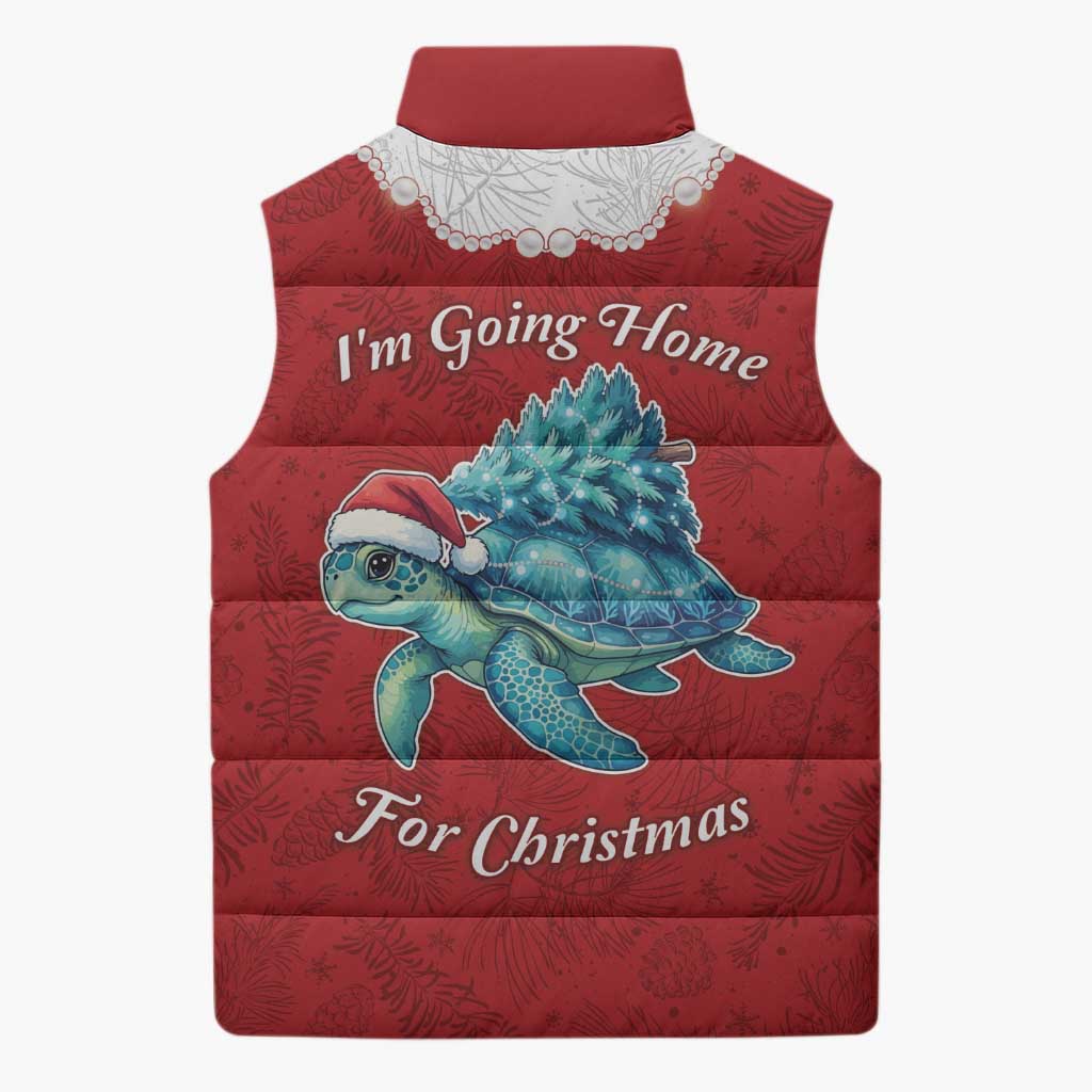 Western Yoke Sleeveless Puffer Jacket Turtle Going Home For Christmas - Wonder Print Shop