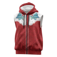 Western Yoke Sleeveless Zip Hoodie Turtle Going Home For Christmas - Wonder Print Shop