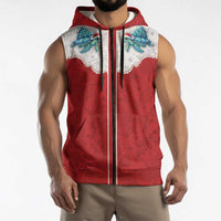 Western Yoke Sleeveless Zip Hoodie Turtle Going Home For Christmas - Wonder Print Shop