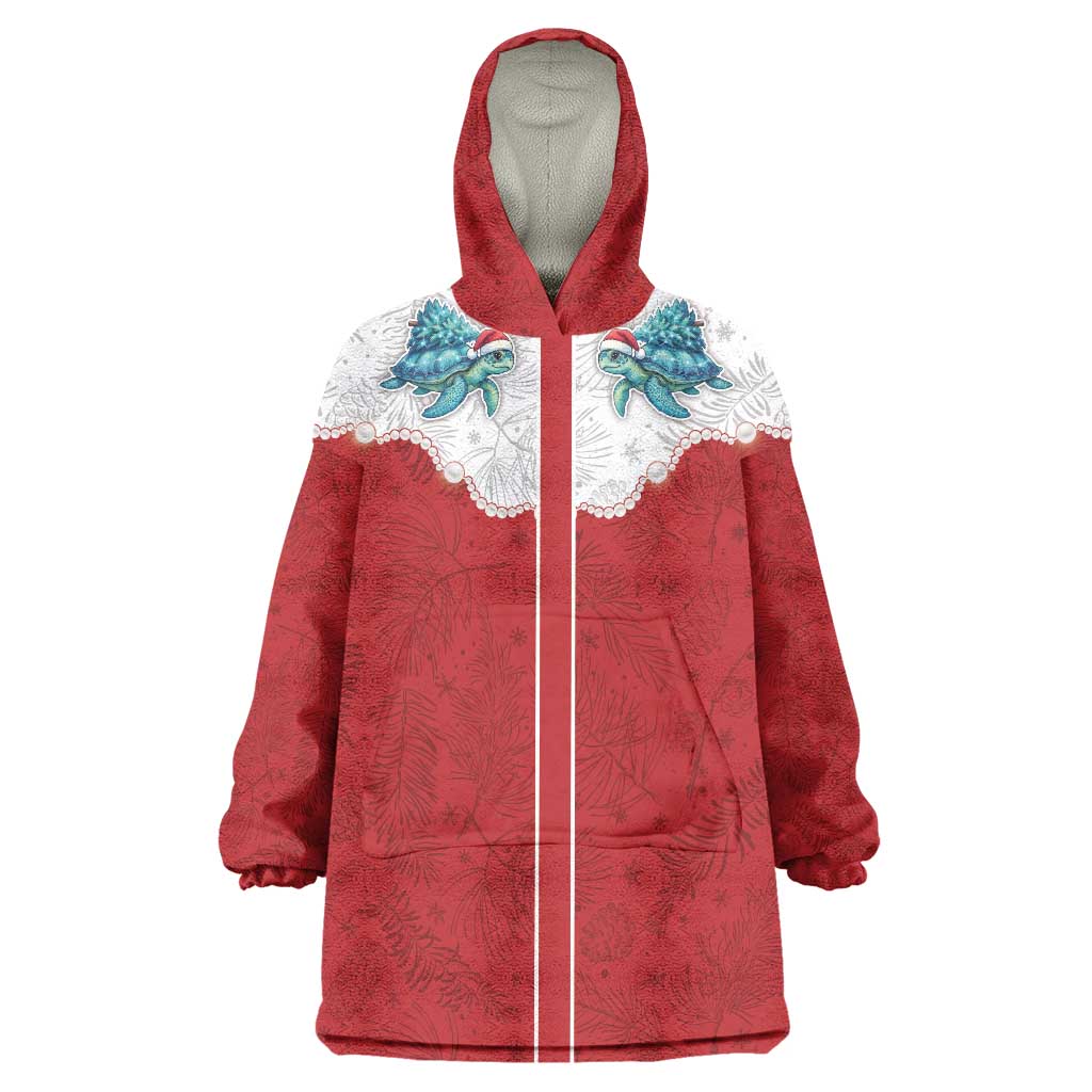 Western Yoke Wearable Blanket Hoodie Turtle Going Home For Christmas - Wonder Print Shop