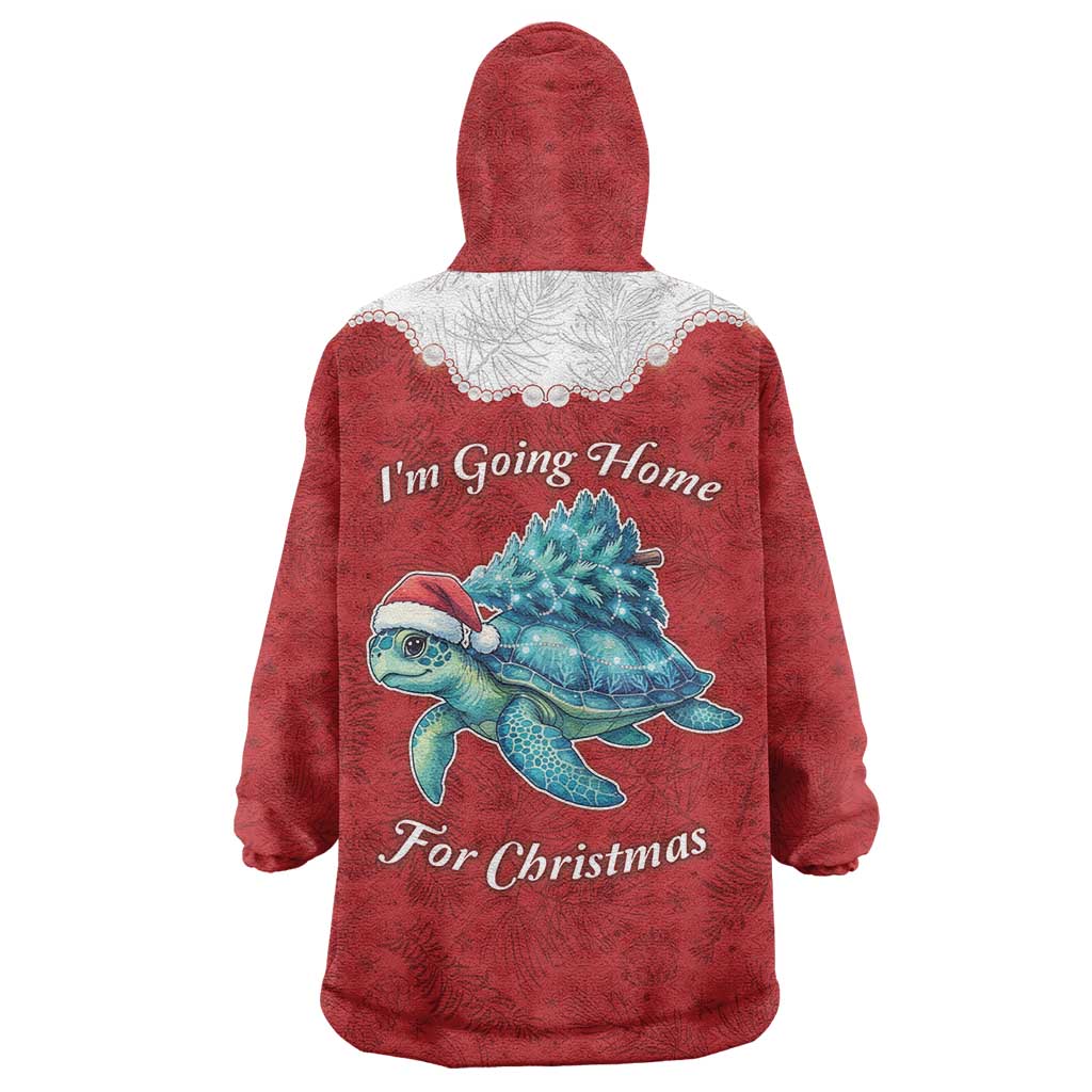 Western Yoke Wearable Blanket Hoodie Turtle Going Home For Christmas - Wonder Print Shop