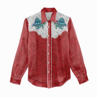 Western Yoke Women Casual Shirt Turtle Going Home For Christmas - Wonder Print Shop